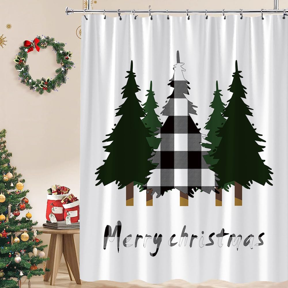 Farmhouse Christmas Shower Curtain Set