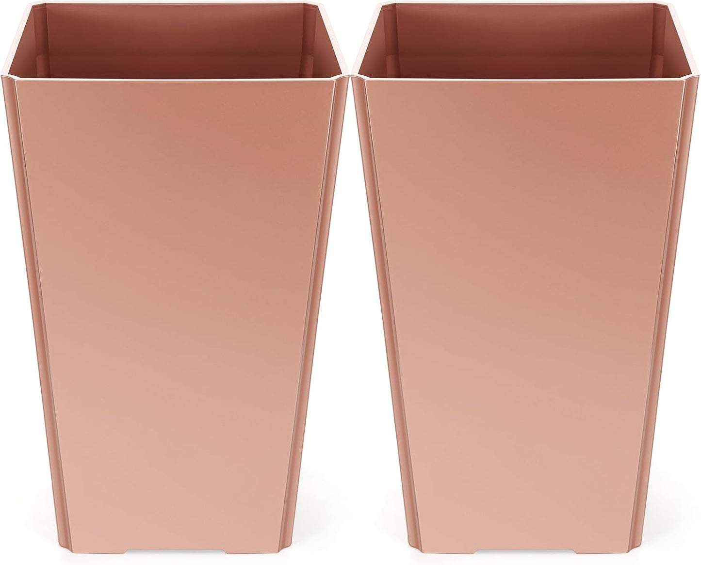 Set of 2 16 Inch Tall Resin Flower Pots for Indoor Outdoor Use