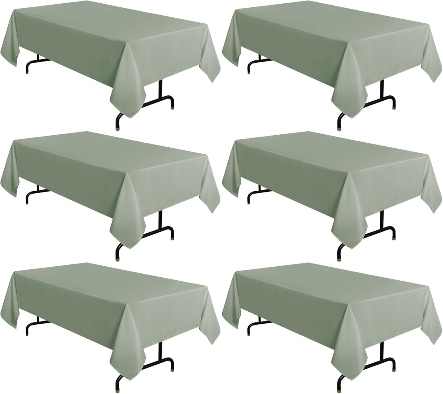 Sage Green Tablecloth 60 x 102 Inch for 6 Feet Tables - 6 Pack