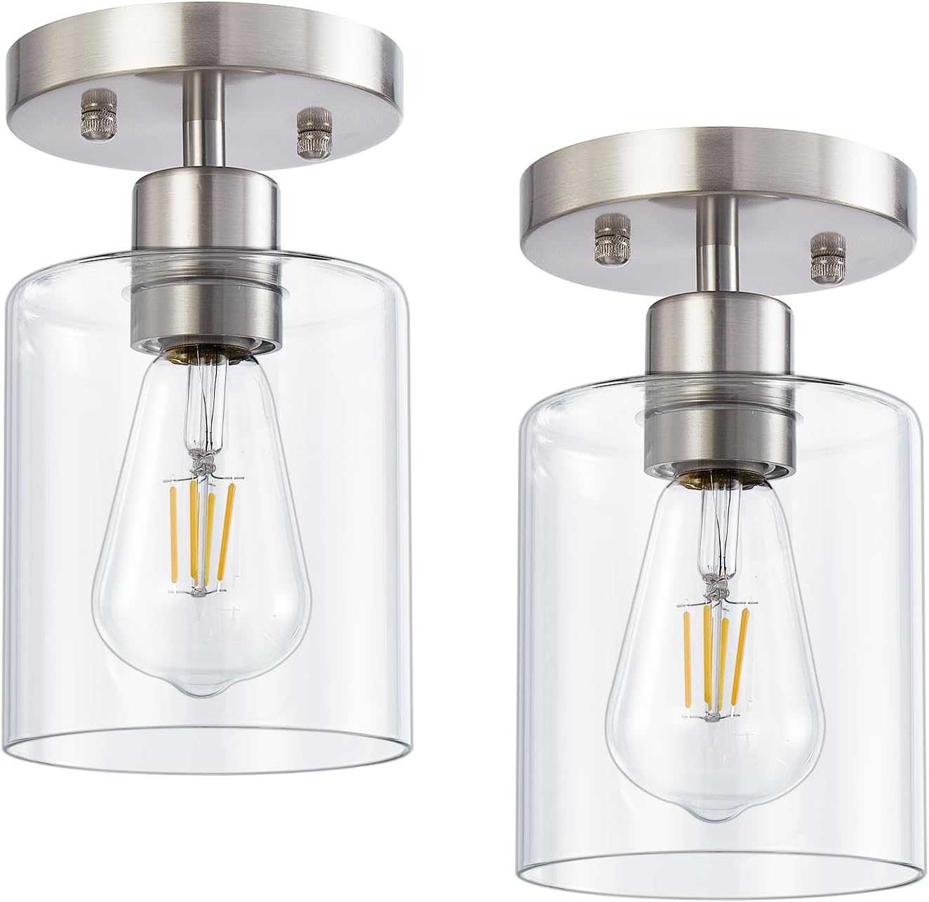 Modern Semi Flush Mount Ceiling Light with Glass Shade Design