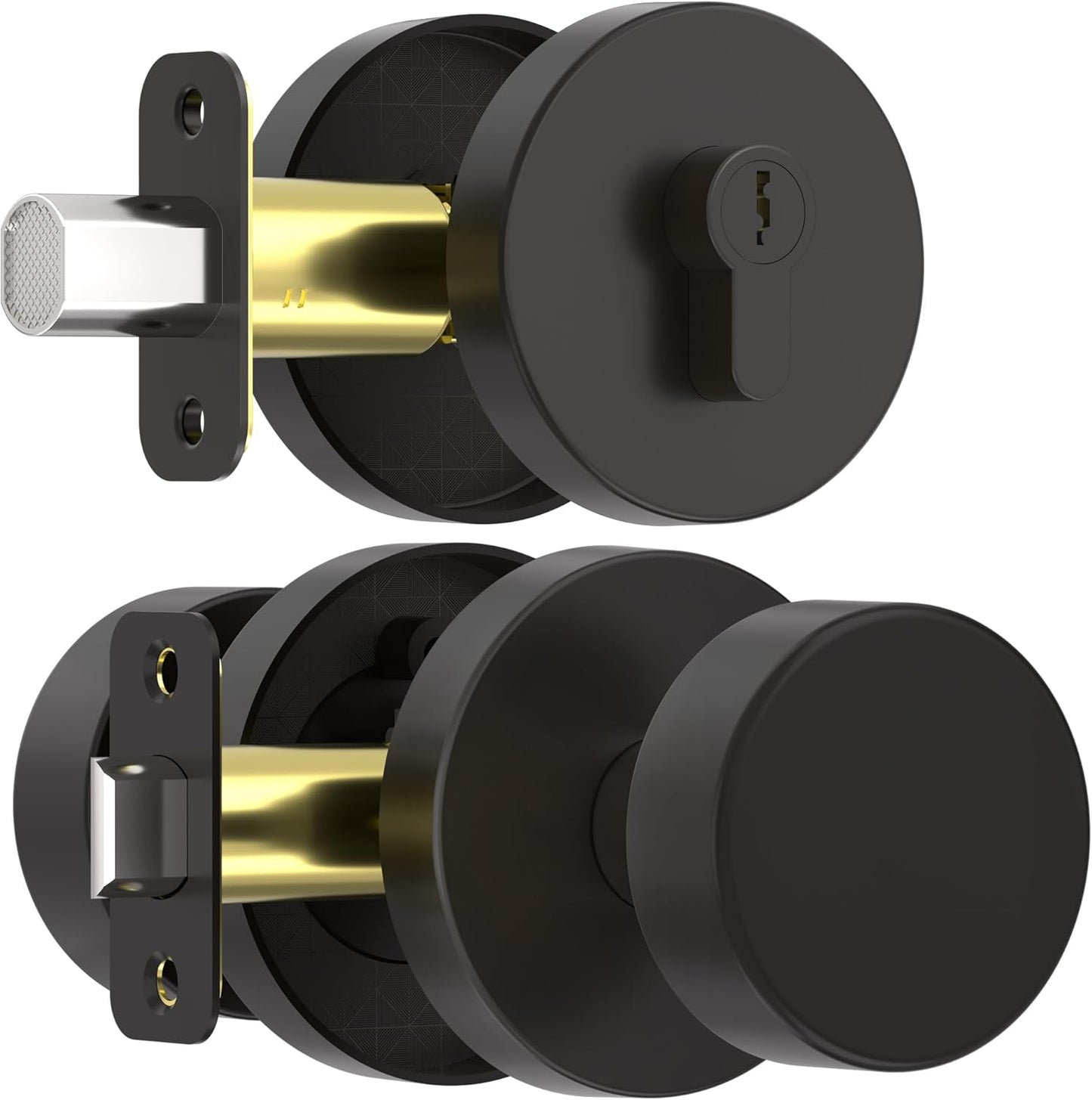 Exterior Black Door Knob and Deadbolt Lock Set for Security