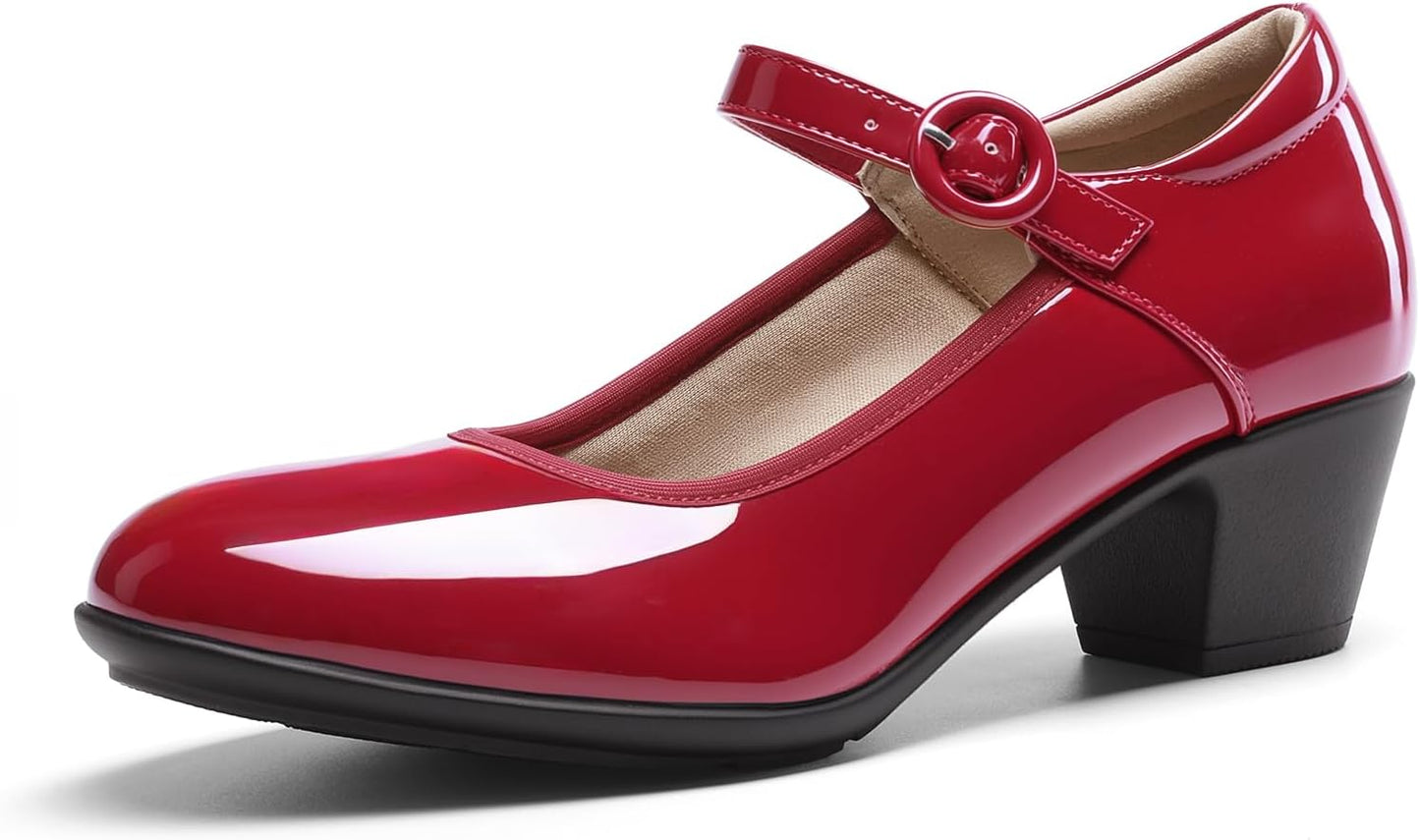 DREAM PAIRS Mary Jane Shoes for Women with Low Chunky Heels