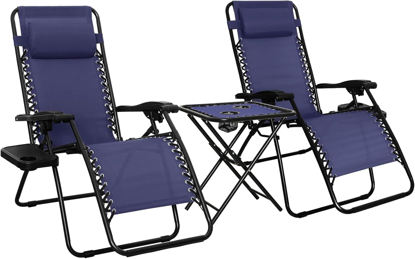 Zero Gravity Lounge Set, 2 Chairs + Table - Blue