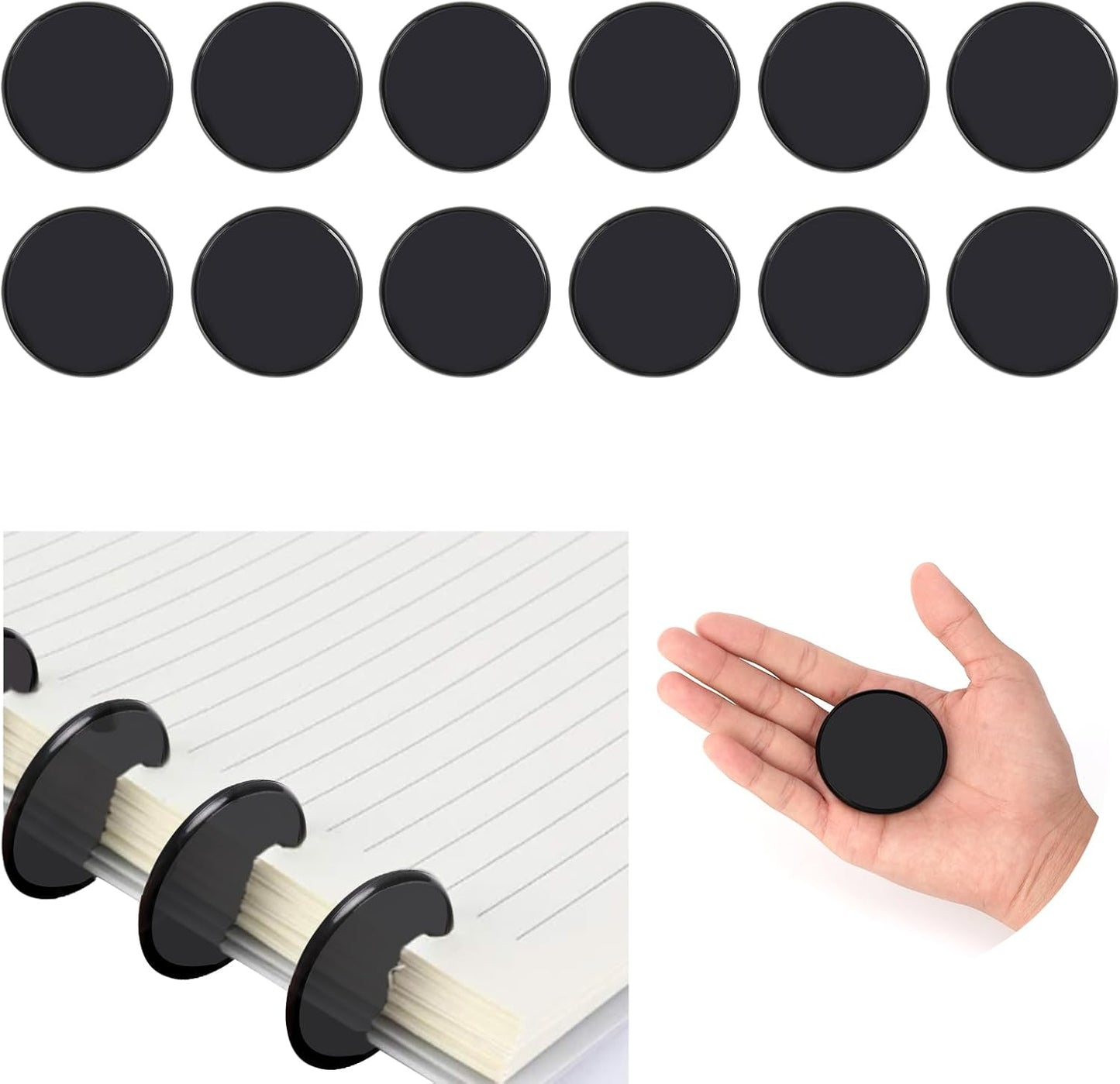Large Black Discs for DIY Notebooks & Planners