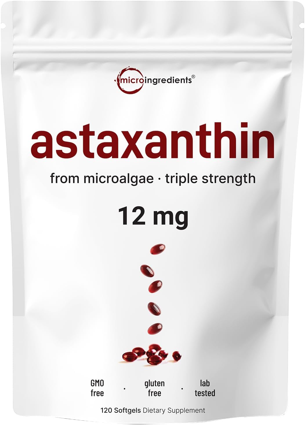Astaxanthin 12mg Softgels for Eye, Joint, and Skin Health