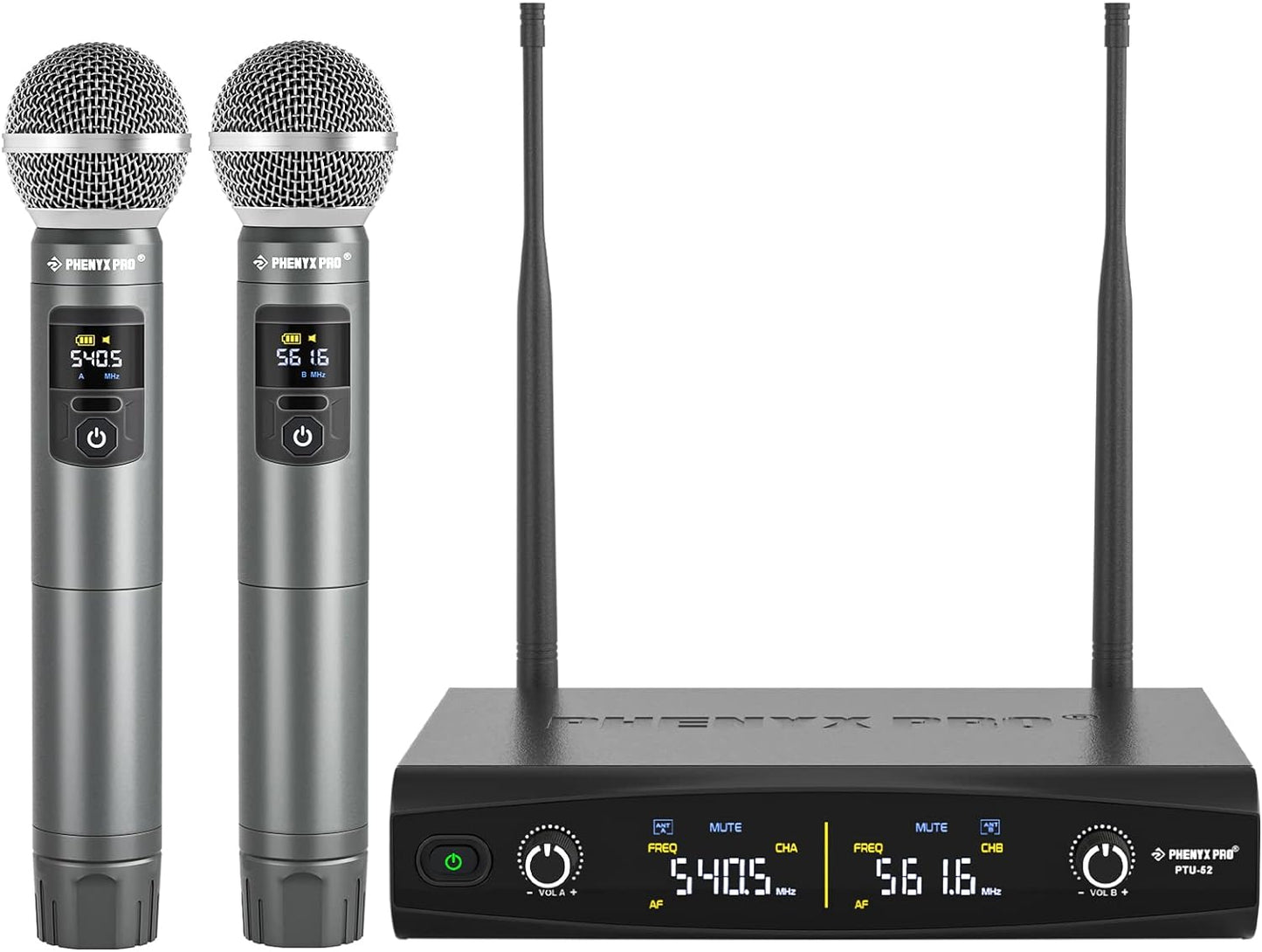 Phenyx Pro Wireless Mic Set: 200ft Range, 2x30 UHF Frequencies