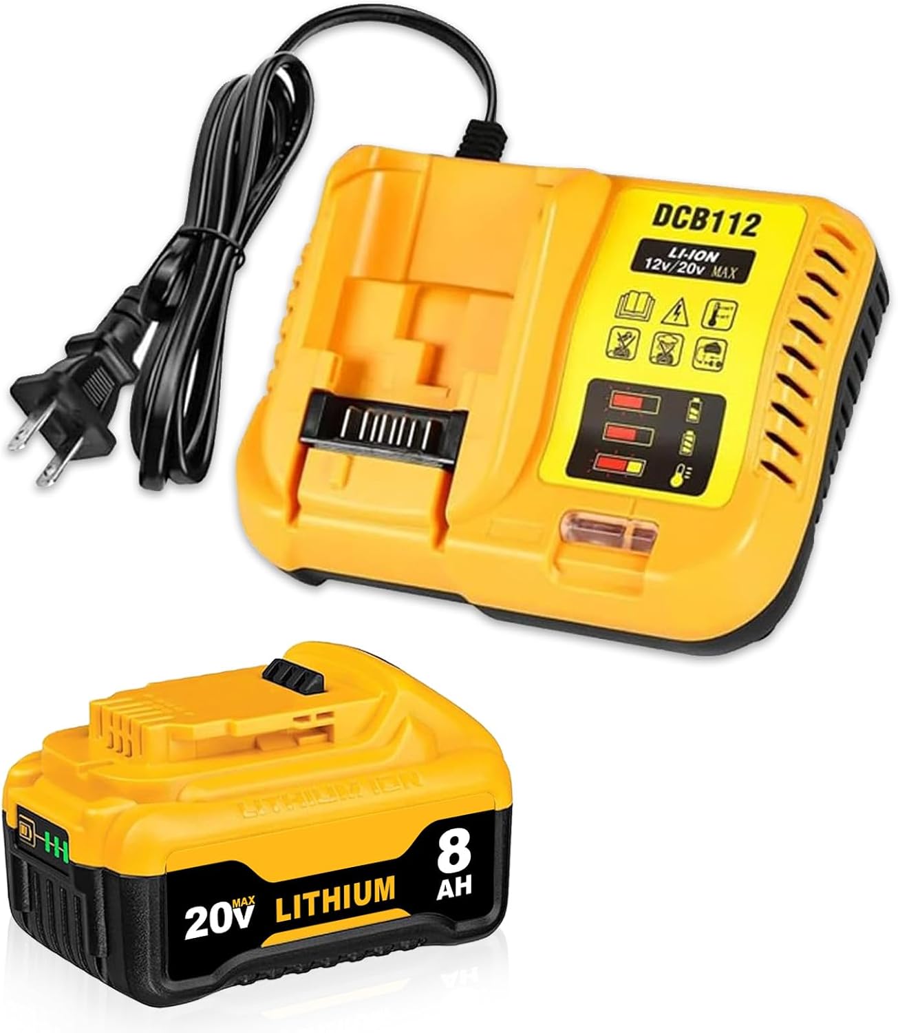 8000mAh 20V Li-Ion Replacement Battery for Dewalt Tools