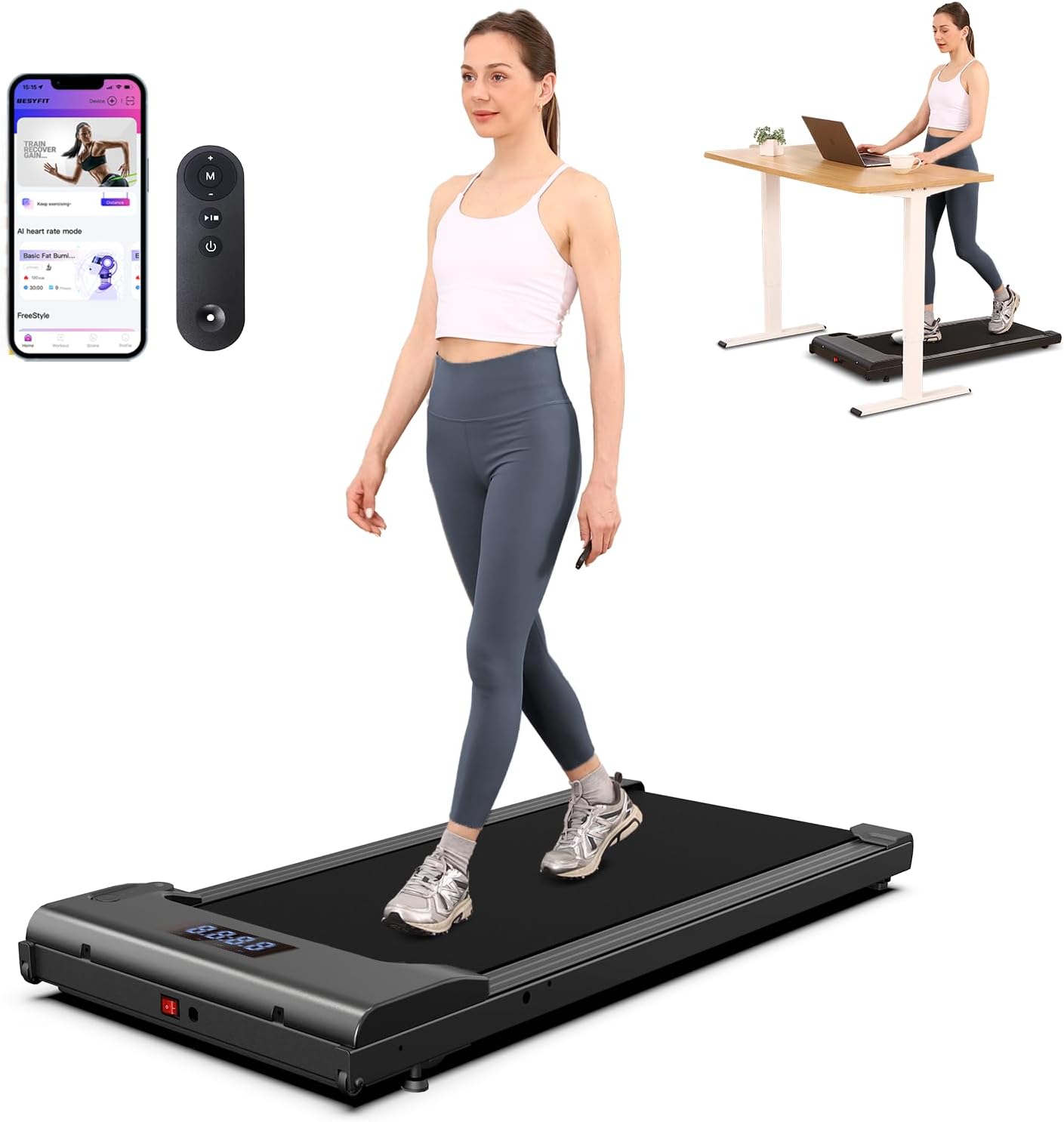 Lichico Walking Pad Under Desk Treadmill for Home & Office