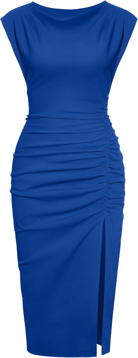IHOT 2025 Women's Mock Neck Ruched Bodycon Midi Dress Review