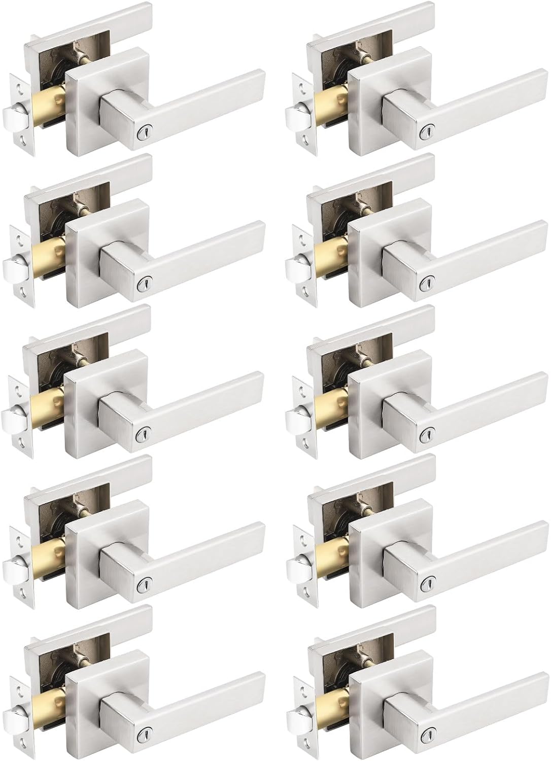 Gobrico 10 Pack Square Satin Nickel Privacy Door Locksets Review
