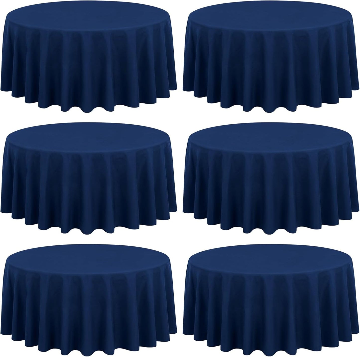 Showgeous 90 Inch Round Tablecloths - 6 Pack Navy Blue Decor