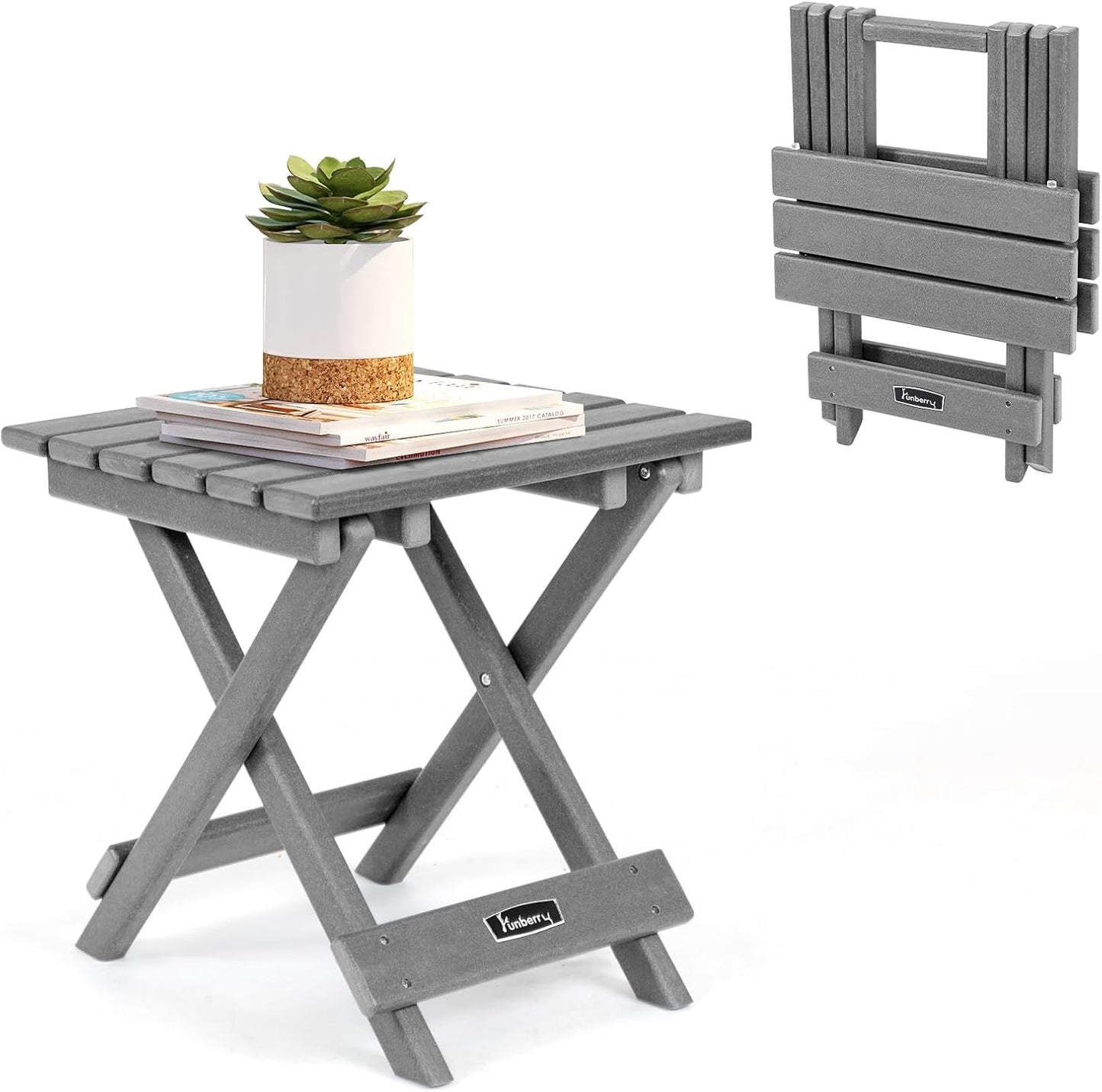 Outdoor Folding Adirondack Side Table - Portable No Assembly