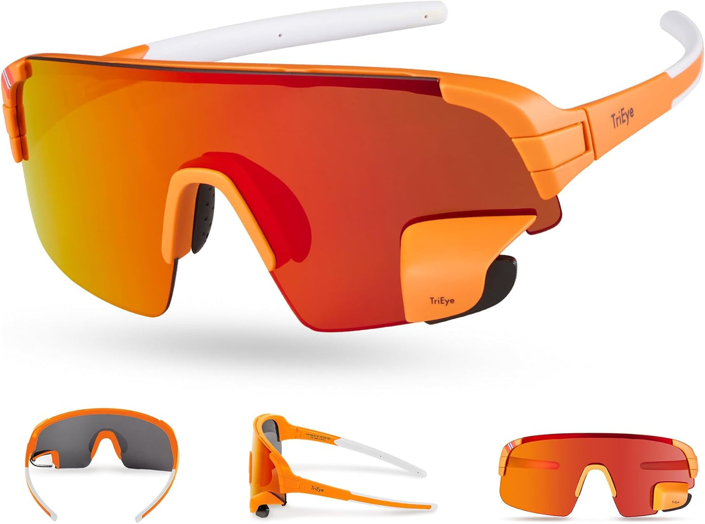 TriEye Cycling Glasses with Rear-view Mirror for Safe Rides