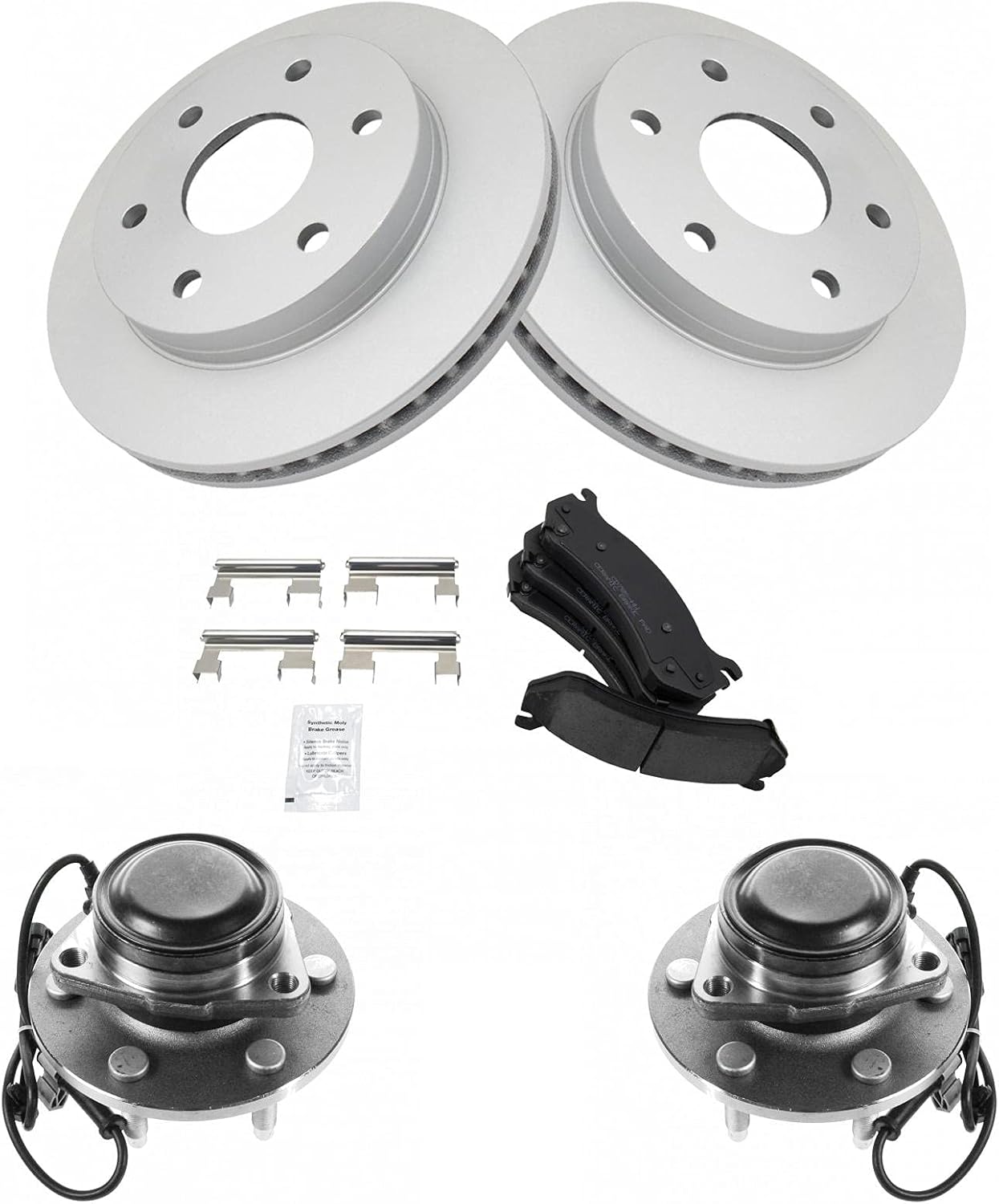 TRQ Front Ceramic Pads and G-Coated Rotors Kit for GM Trucks