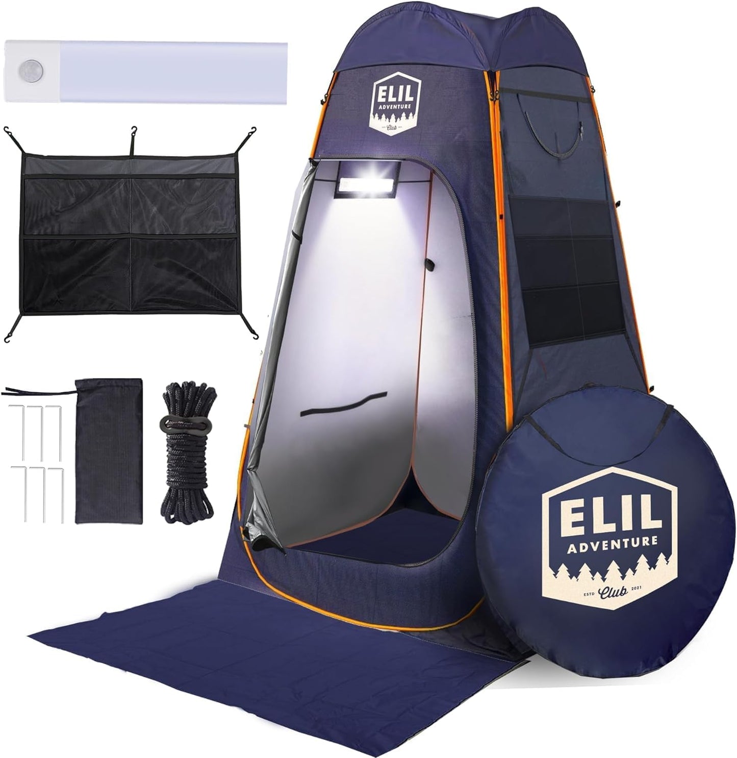 Portable Pop-Up Shower Tent: LED Sensor Light, Privacy & Convenience!