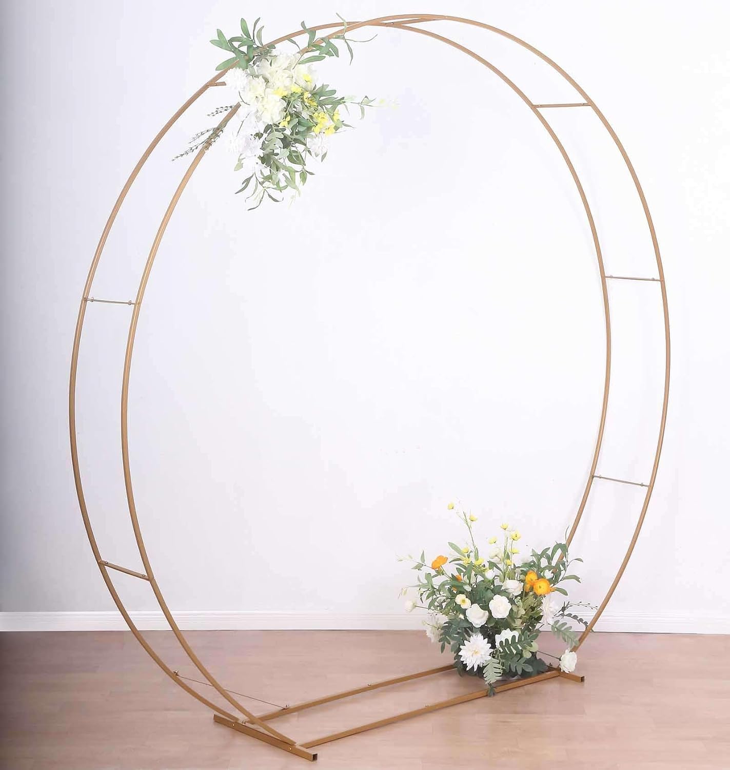 Heavy Duty Gold Metal Double Hoop Wedding Arch Photo Backdrop