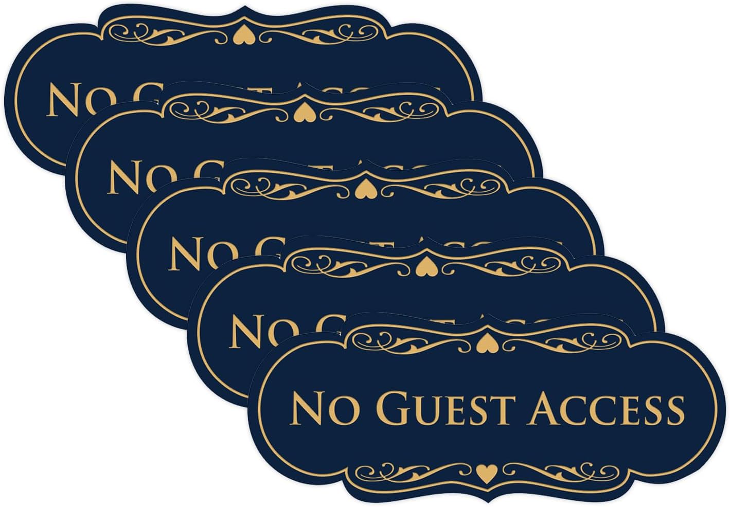 No Guest Access Wall or Door Sign - Blue/Gold - 5 Pack