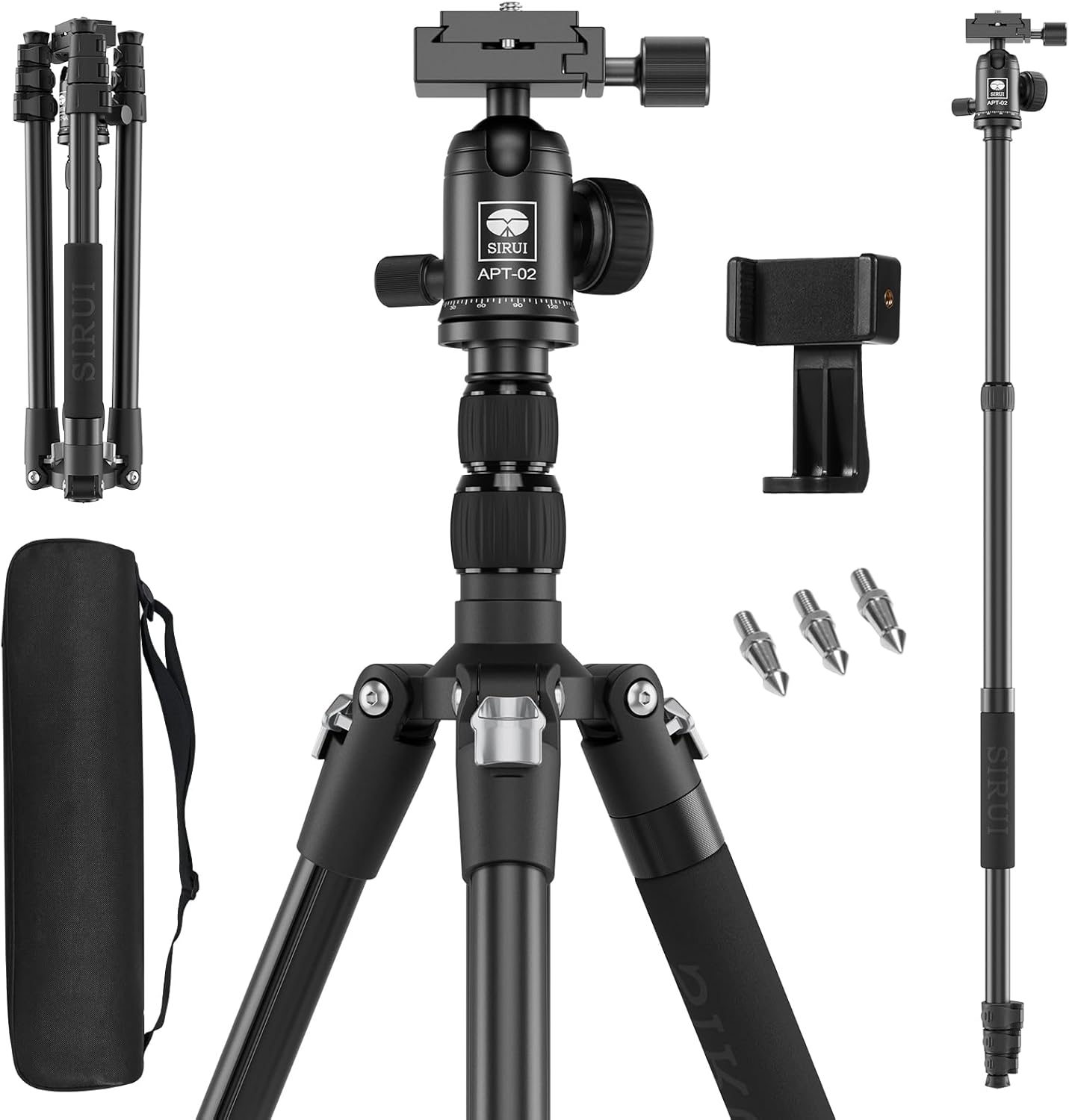 SIRUI 78.7in Tall Aluminum Tripod & Monopod for DSLR Cameras