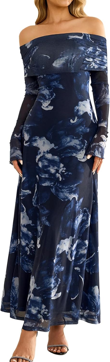 KUTUMAI Off Shoulder Bodycon Maxi Dress for Elegant Occasions