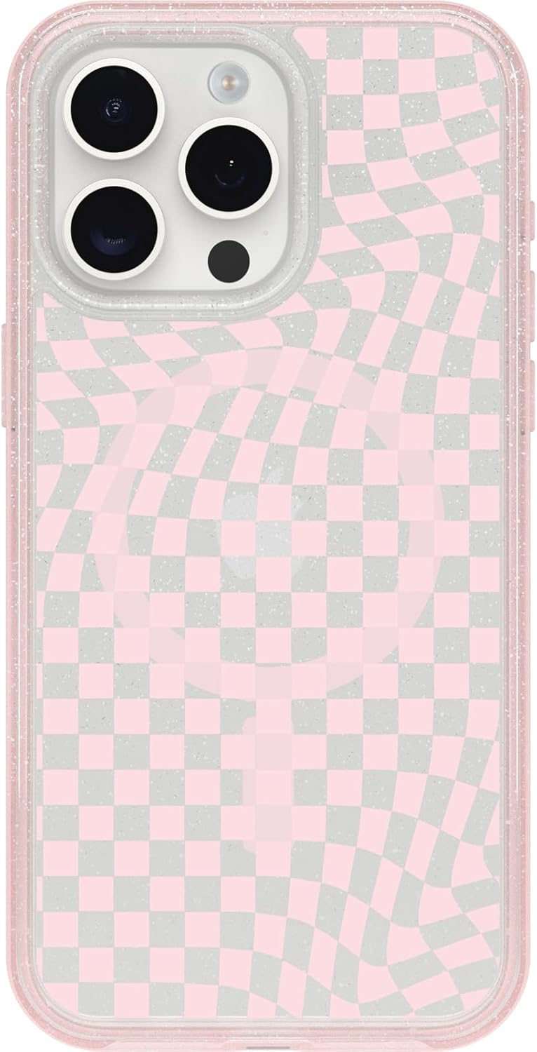 OtterBox iPhone 15 Pro Max Clear Case - Checkmate Pink Style