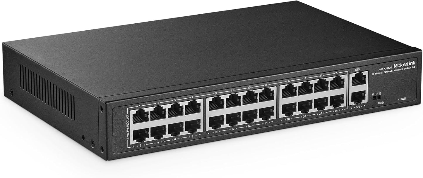 MokerLink 24 Port PoE Switch with Gigabit Uplink for Networking