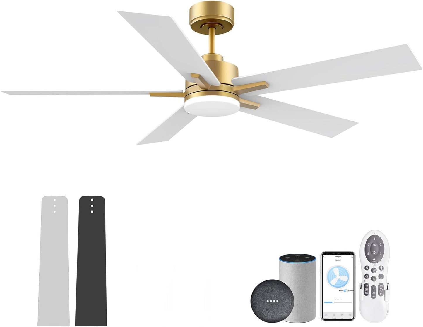 Smart Ceiling Fan with LED Lights, Remote Control, and Voice Control
