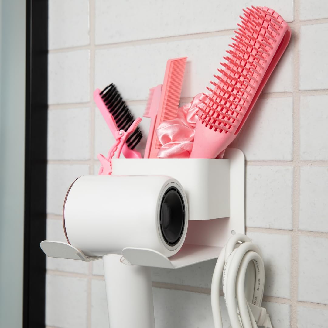 Wall Mount Hair Dryer Holder - Stylish & Water Resistant