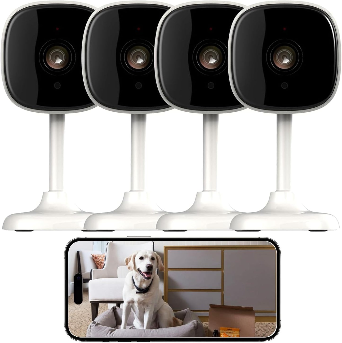24/7 Recording Indoor Security Cameras 4 Pack