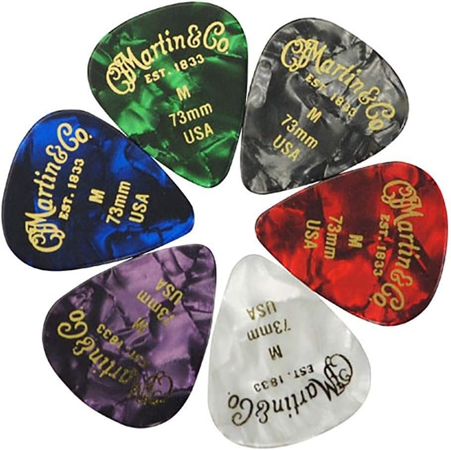 6-Pack MARTIN Medium Plectrums - Vibrant Colors!