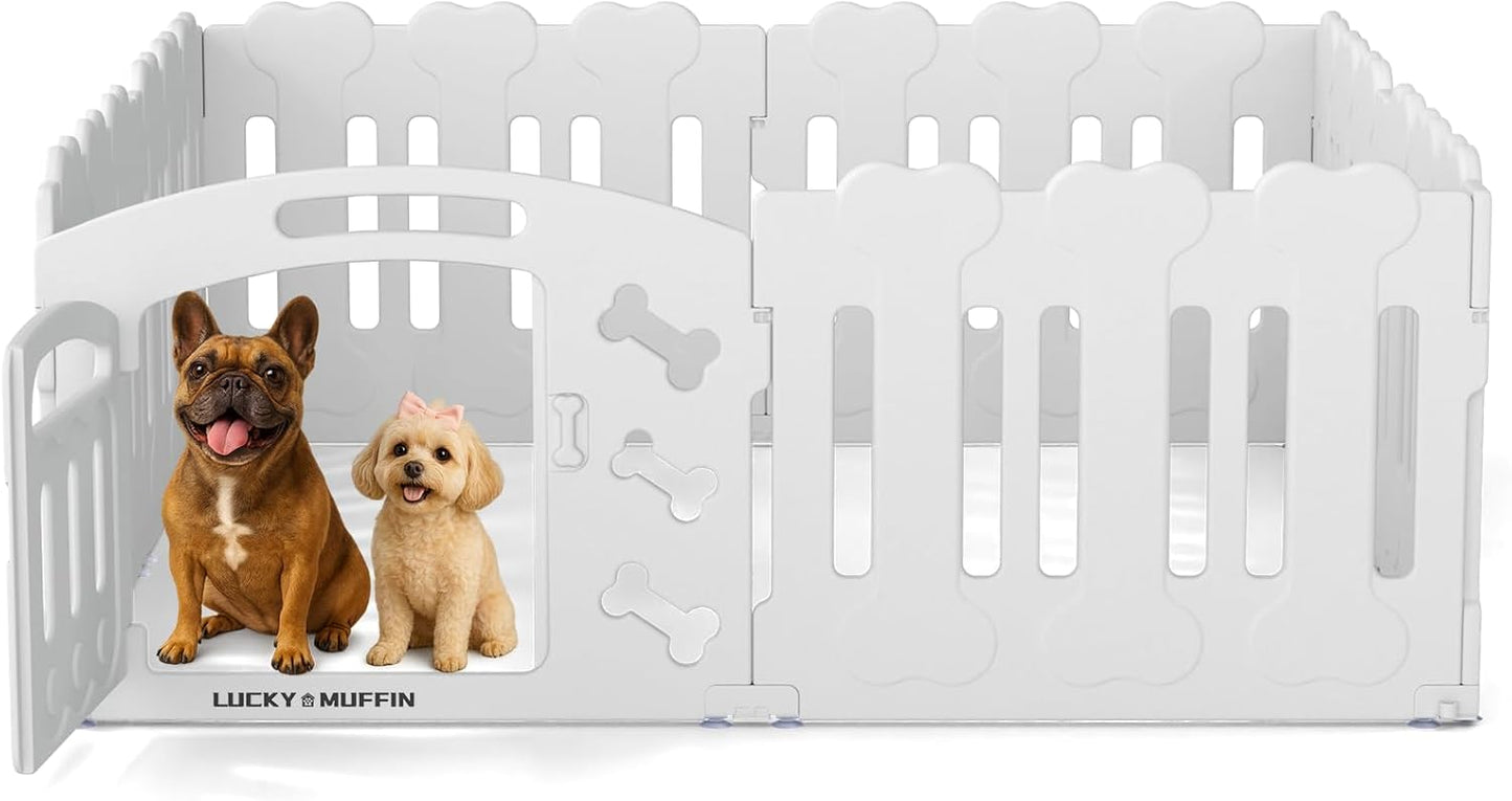 Dog Playpen with Door, 24in H, 8-Panel Plastic Puppy Playpen