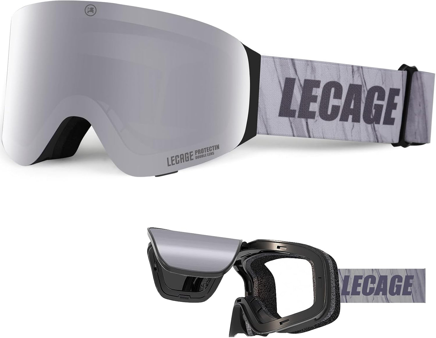 Frameless Flip-Up Ski Goggles with Magnetic Interchangeable Lens