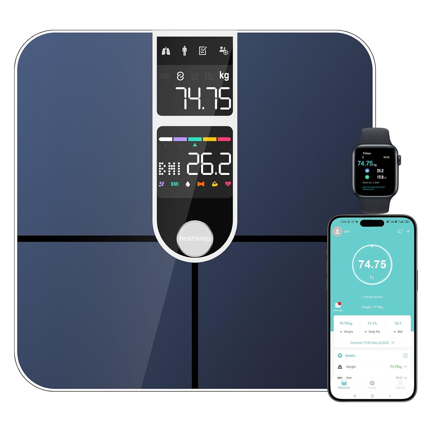 Smart Body Fat Scale with Heart Rate by Healthkeep
