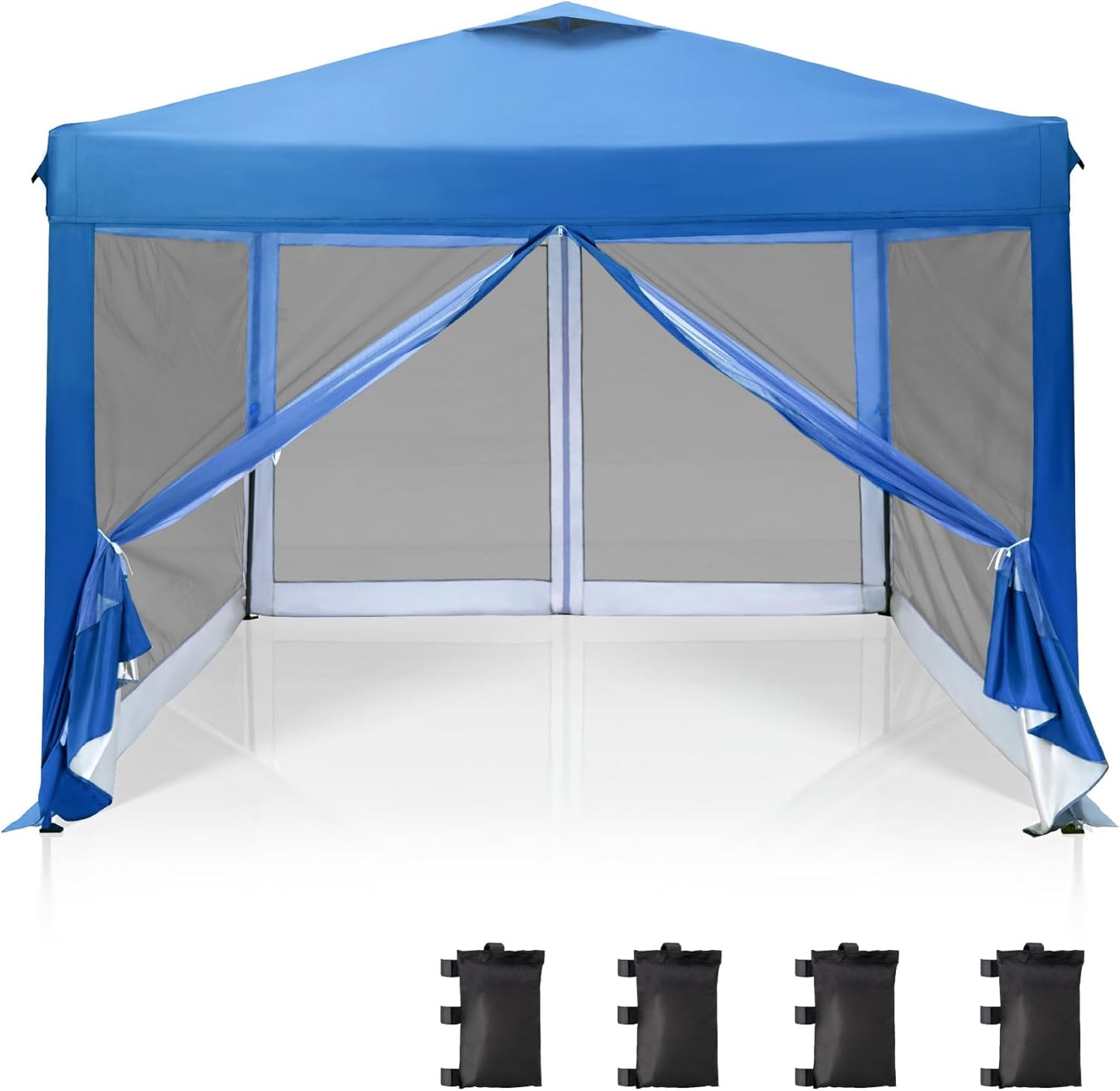 PHI VILLA 10ft x 10ft Pop Up Canopy Tent with Netting for Outdoors