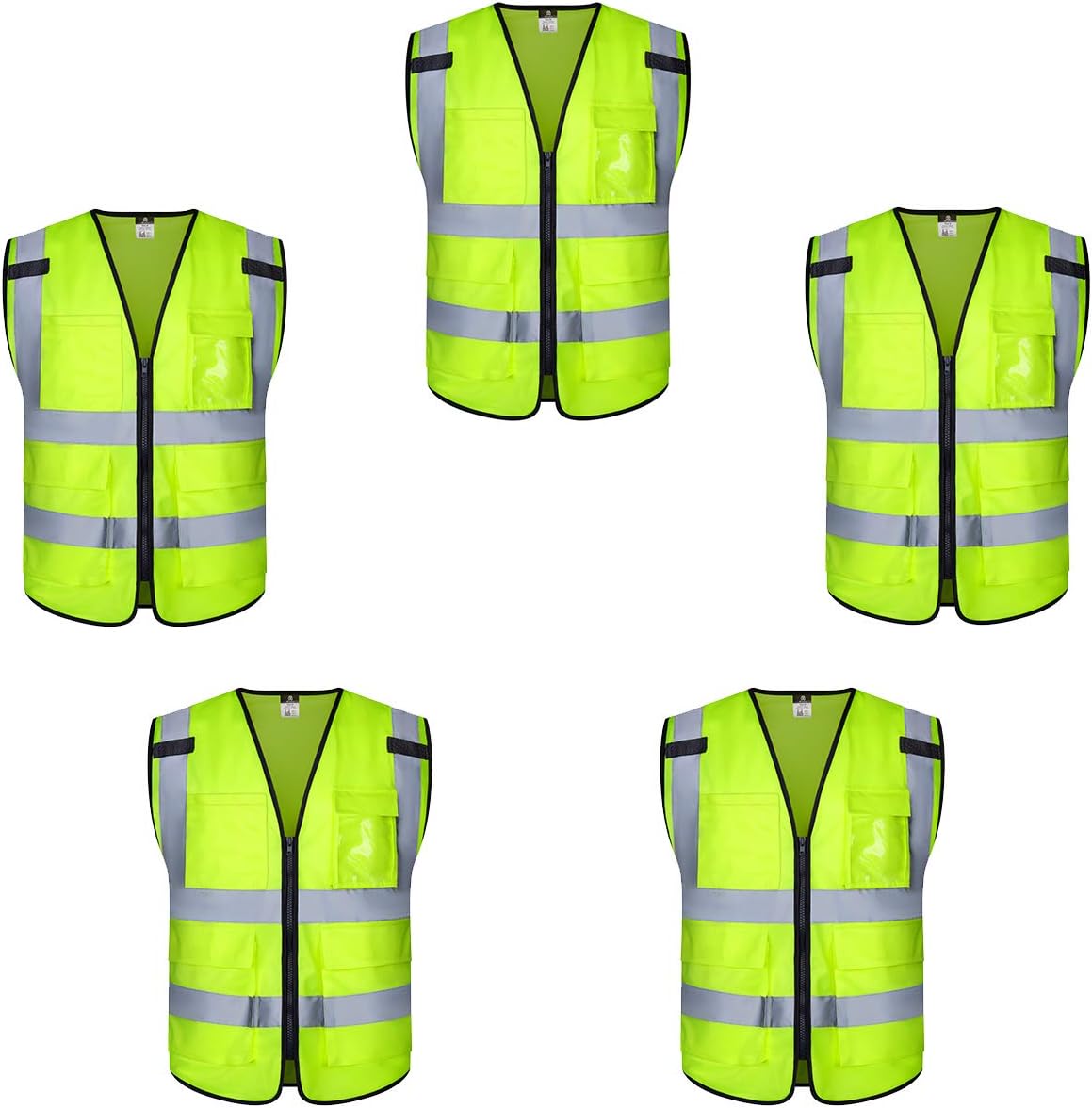 Dib Safety Vest Reflective ANSI Class 2 High Visibility 5 Pack