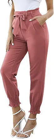 GRACE KARIN Womens Casual Pants with Self Tie Bow-Knot Design