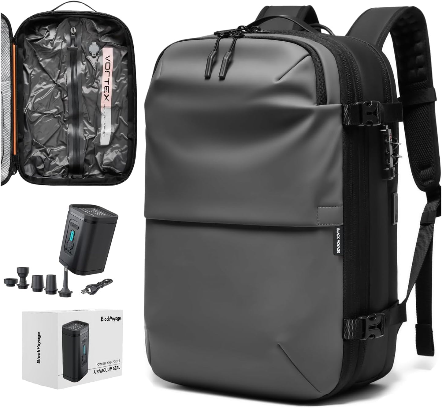 Vortex Vacuum Seal Travel Backpack 60L with Air Pump Included