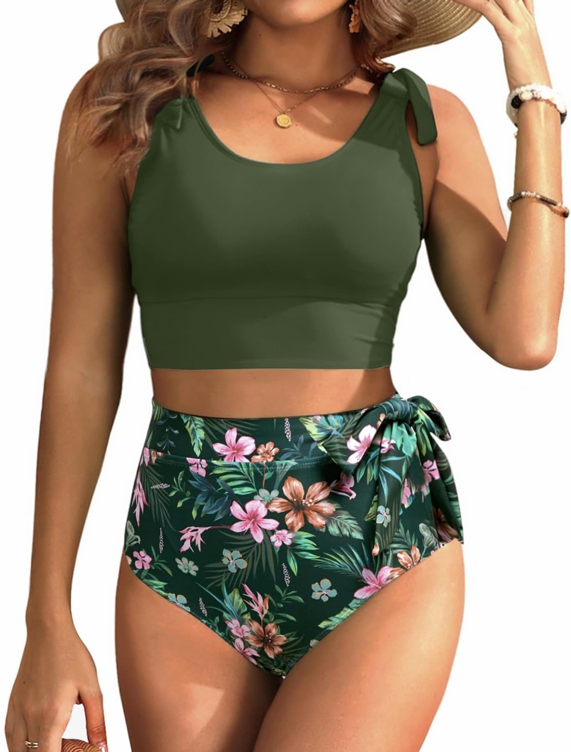 Two Piece High Waisted Swimsuits for Women with Tummy Control