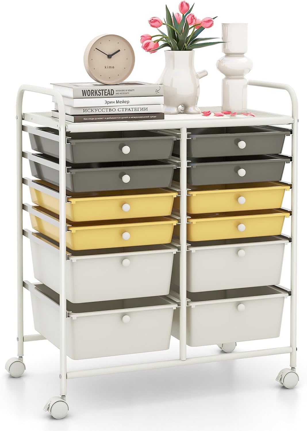 LDAILY 12 Drawer Rolling Storage Cart for Craft Organization