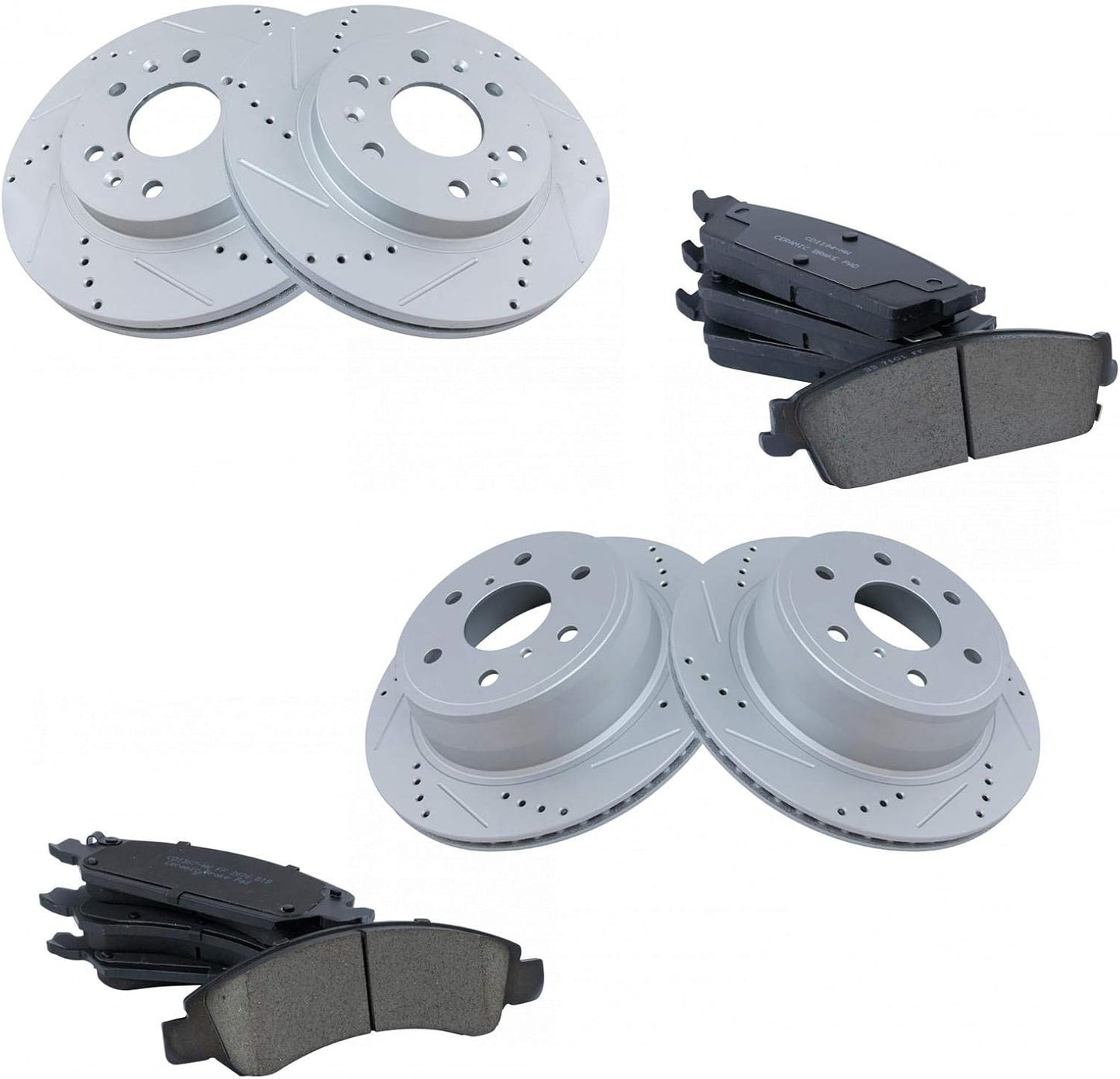 Premium G-Coated Slotted X Drilled Brake Pad & Rotor Kit