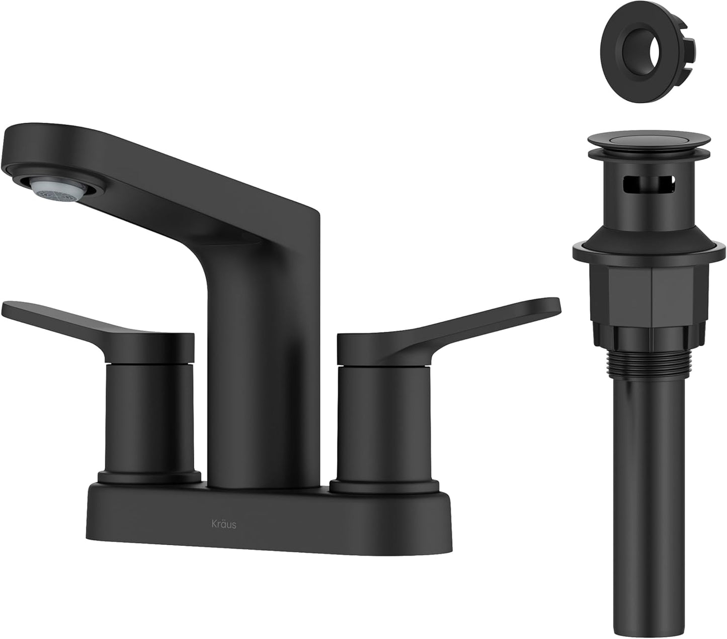 KRAUS Indy Centerset Bathroom Faucet in Matte Black Design
