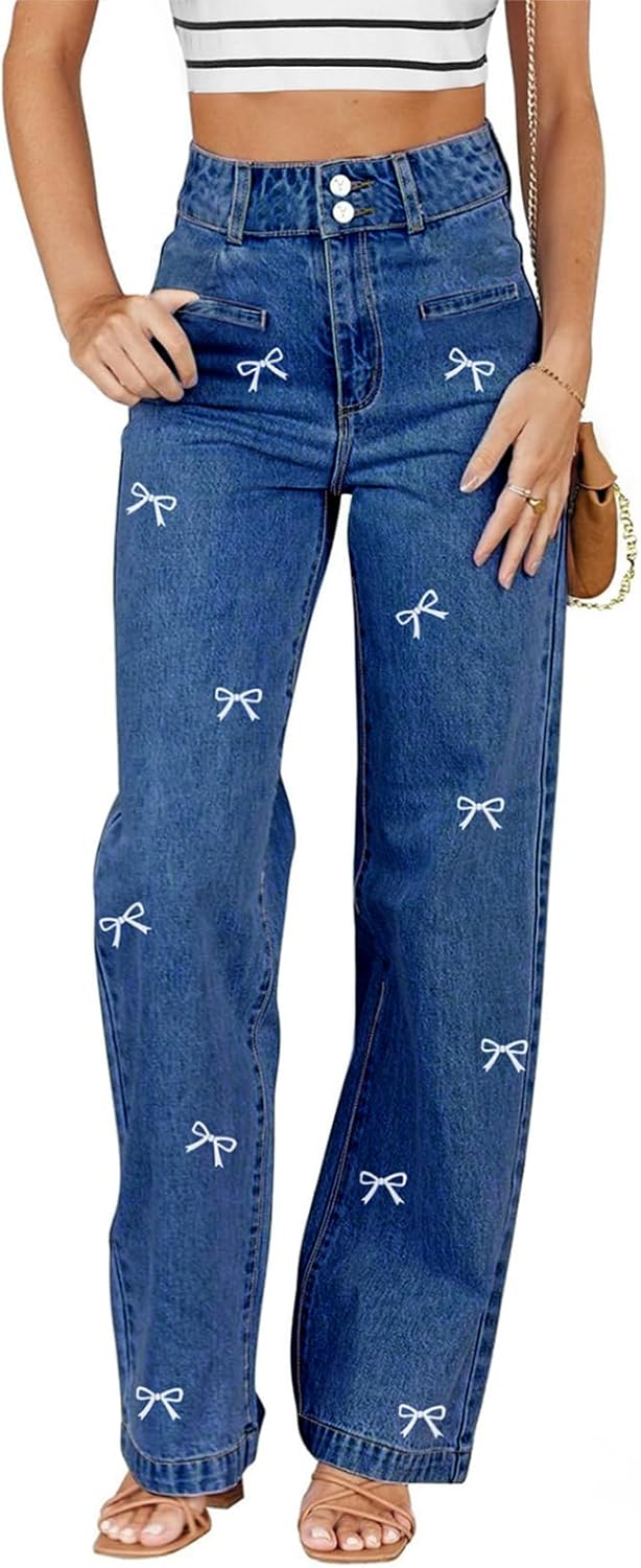 High Waisted Straight Leg Stretchy Jeans for Women by Sidefeel