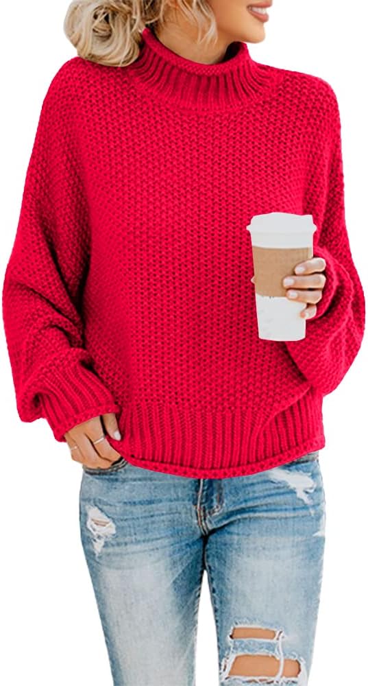 Oversized Turtleneck Sweater for Women - Cozy Knit Jumper