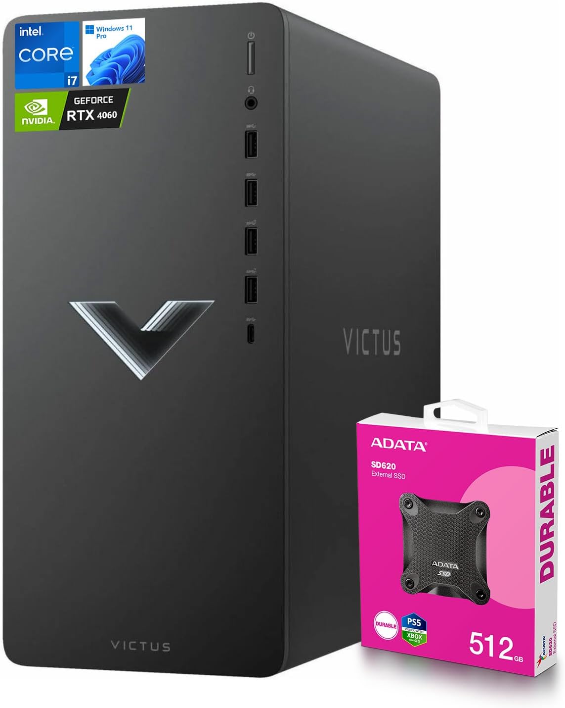 HP Victus 15L Gaming Desktop + ADATA 512GB SSD