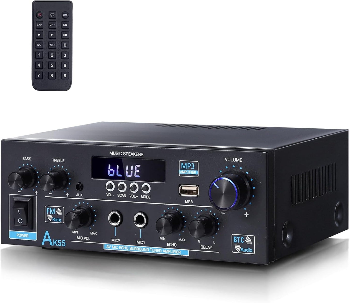 AK55 Bluetooth 5.0 Amplifier Home Audio for Theater & Karaoke