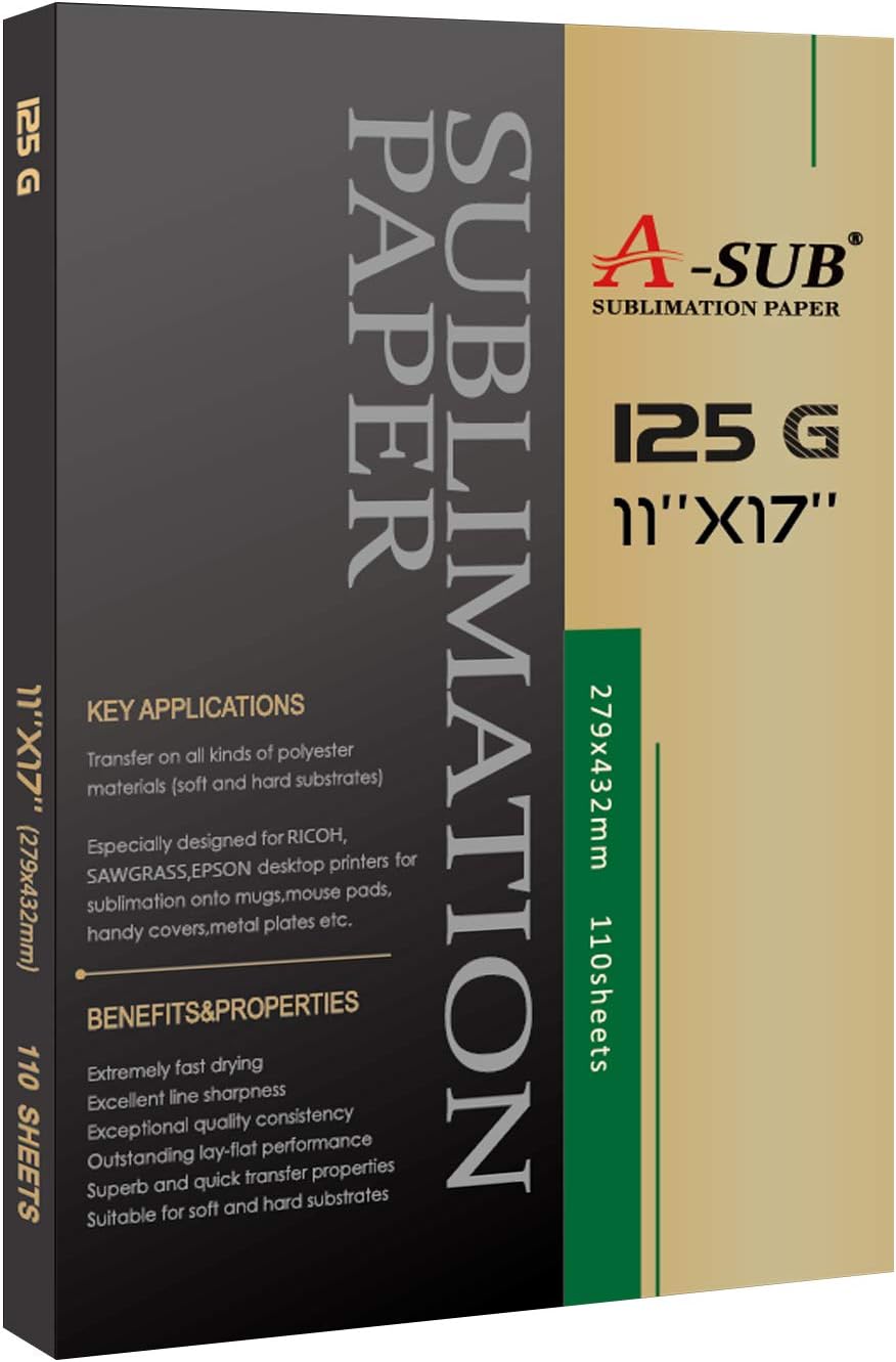 A-SUB Sublimation Paper 11x17 Inch for High-Quality Transfers