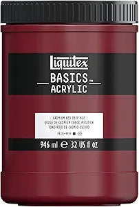 Liquitex BASICS Acrylic Paint in Cadmium Red Deep Hue, 32-oz