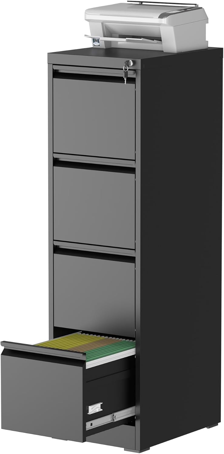 4 Drawer File Cabinet with Lock for Home Office Storage Needs