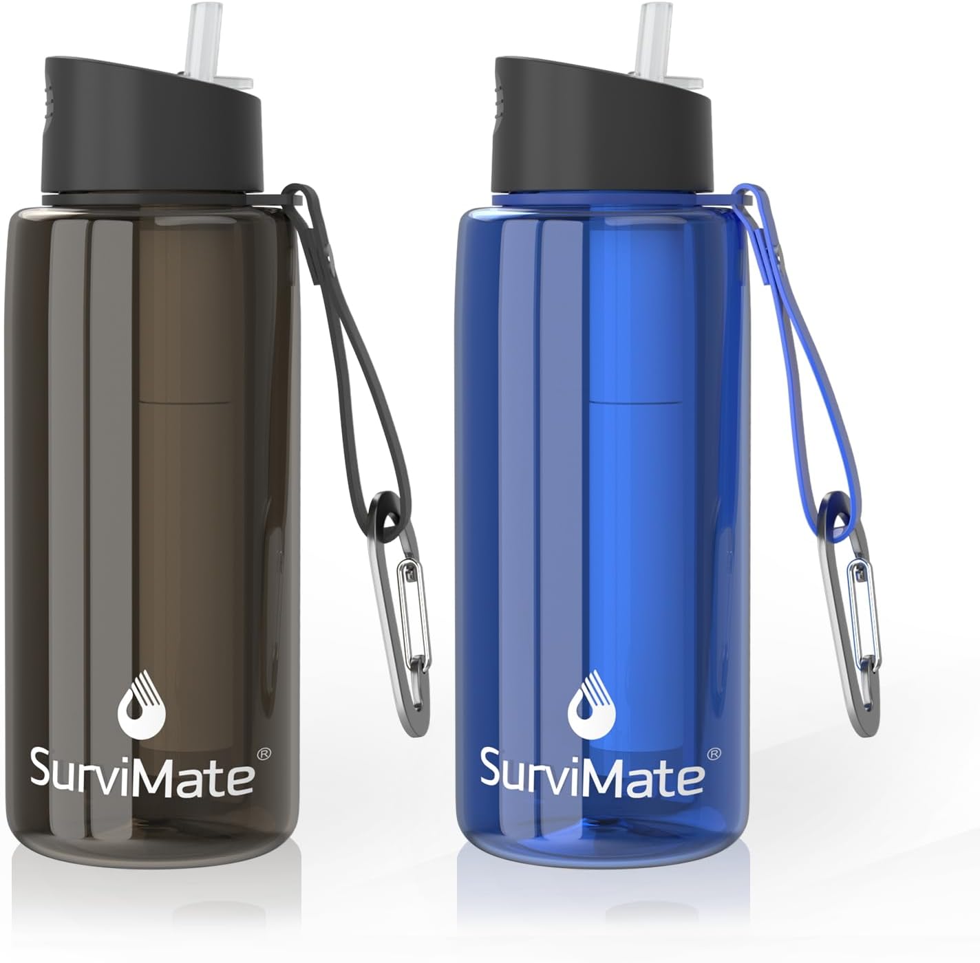SurviMate Purified Water Bottle with 5-Stage Filter for Travel