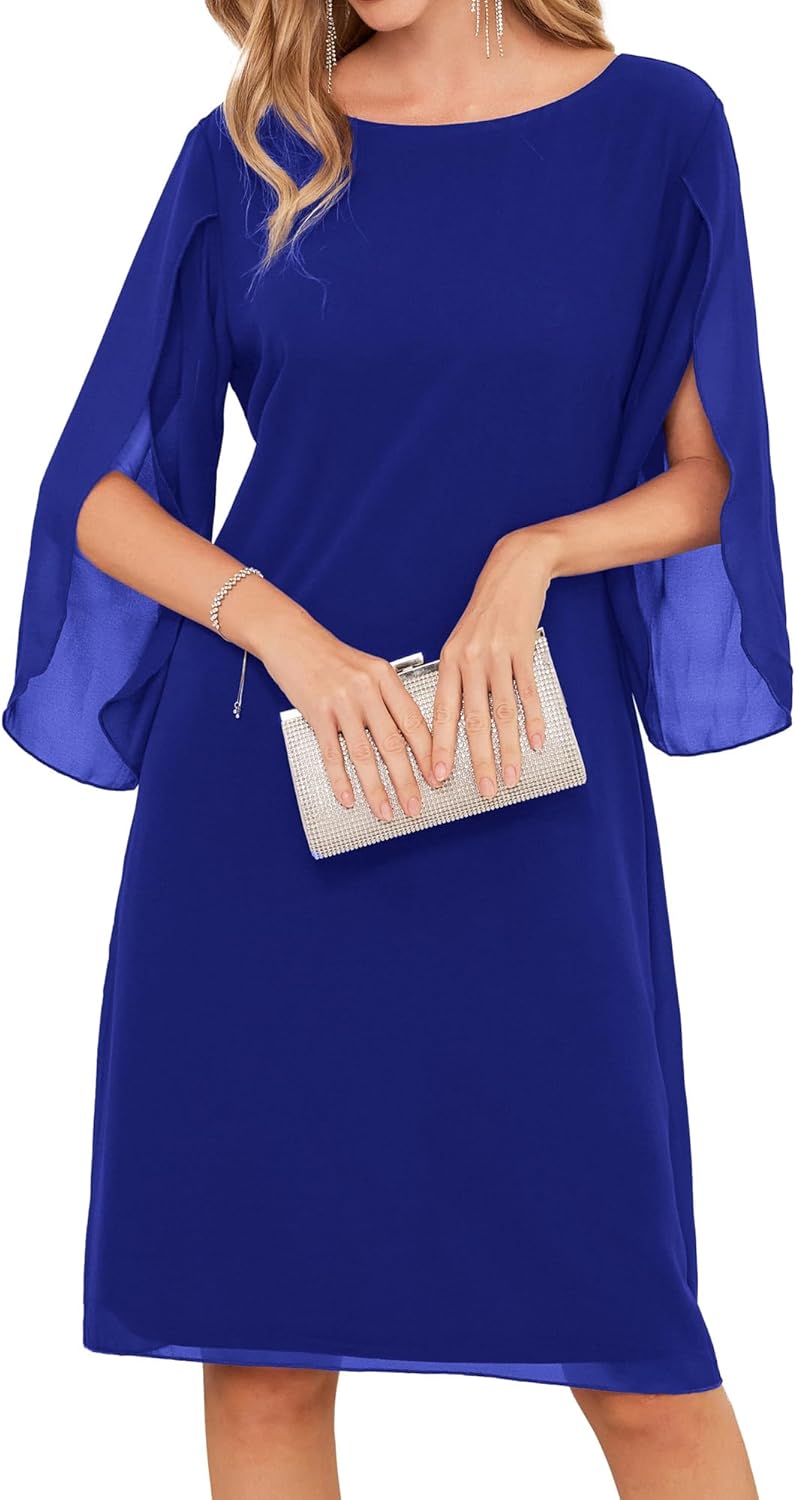 Chiffon Dresses for Women with Flutter Sleeves for Elegance