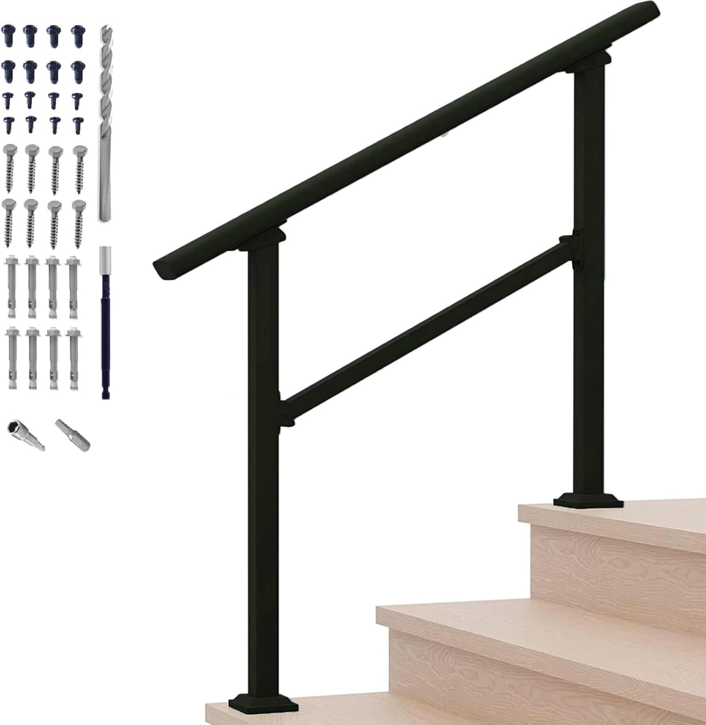 Hand Rails for Outdoor Steps - 3 Step Stair Railing Kit
